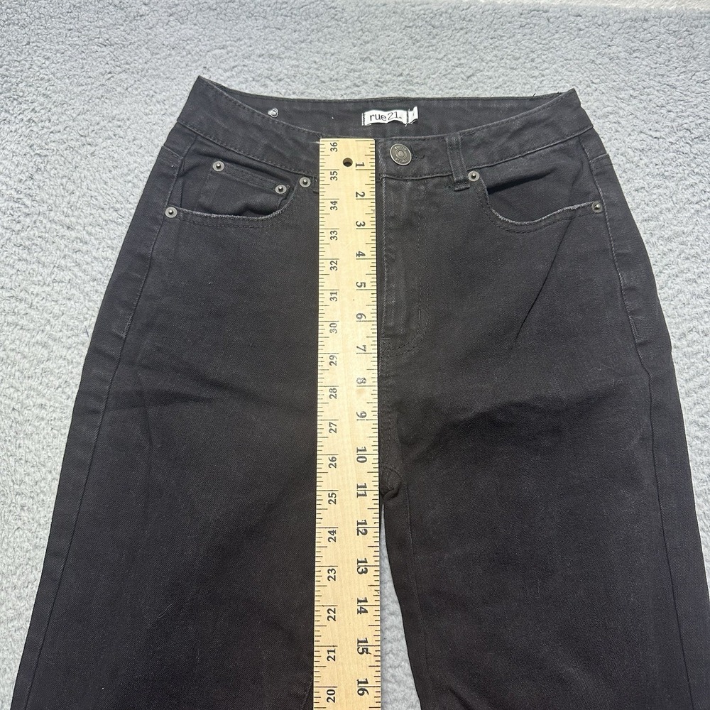 Rue 21 Womens Black Denim Jeans Size 1 Relaxed‎ Fit Wide Leg Y2K Boyfriend - Picture 3 of 9